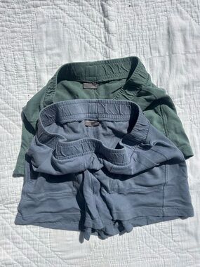 Eddie Bauer Lounge Shorts Bundle XS/S Sage Green Dusty Blue Cotton Elastic Waist